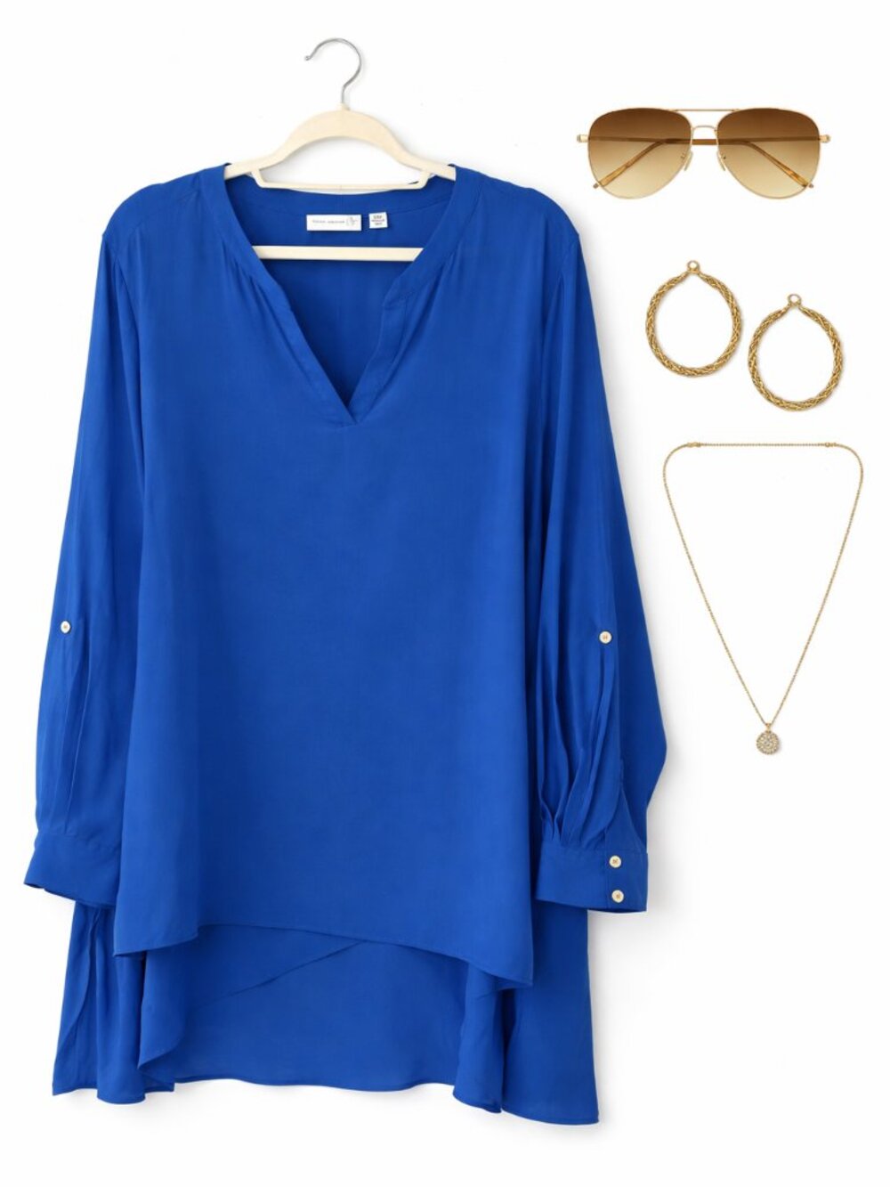 3X Susan Graver Royal Blue V-Neck Long Sleeve Tunic